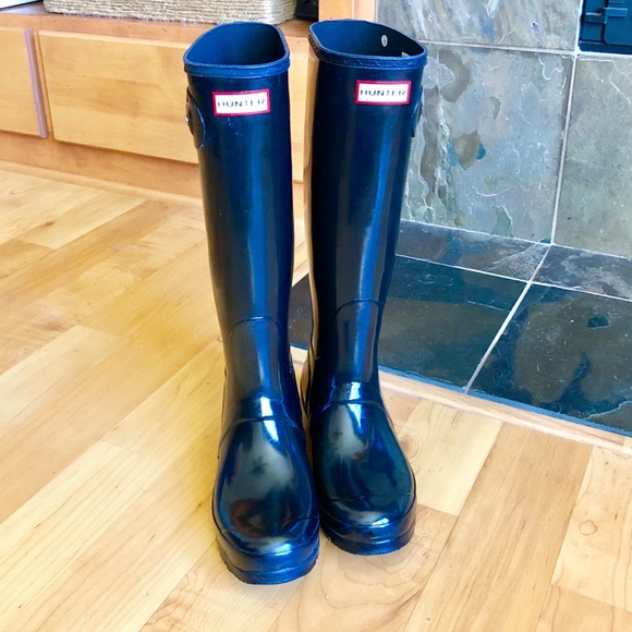 Hunter Shoes - NEW WIDE CALF HUNTER BOOTS Glossy Black Sz. 9